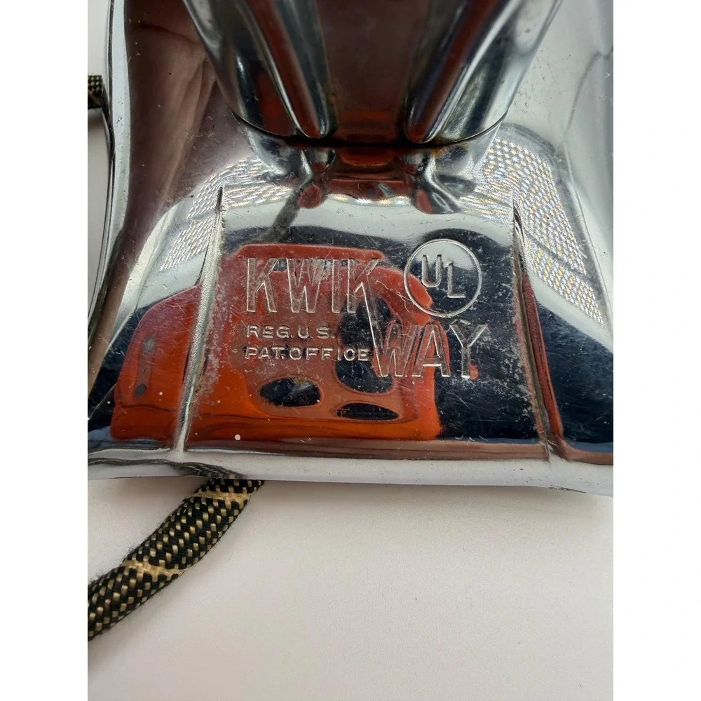 VTG Working Kwikway Electric Iron Chrome K-46-9 Art Deco Cloth Cord St Louis USA